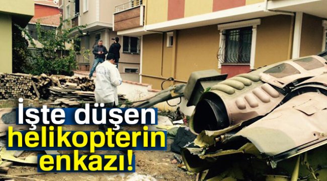 İşte düşen helikopterin enkazı